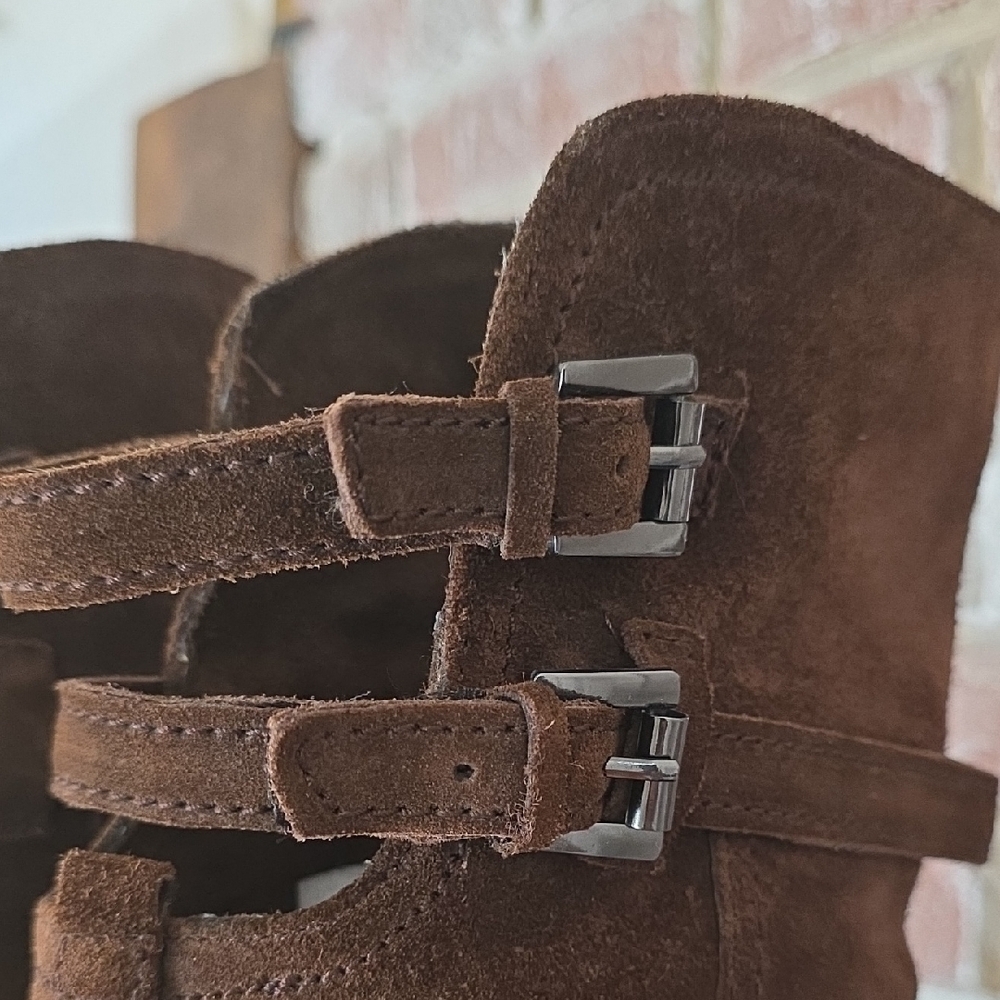 Brown Suede Knee-High Boots - Picture 16 of 16